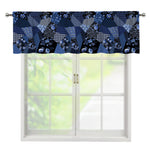 Blue Flower Patchwork Pattern Print Window Valance