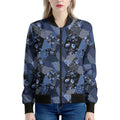 Blue Flower Patchwork Pattern Print Women's Bomber Jacket