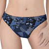 Blue Flower Patchwork Pattern Print Women's Thong