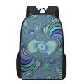 Blue Fractal Print 17 Inch Backpack