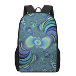 Blue Fractal Print 17 Inch Backpack