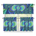 Blue Fractal Print 3 Piece Kitchen Curtains