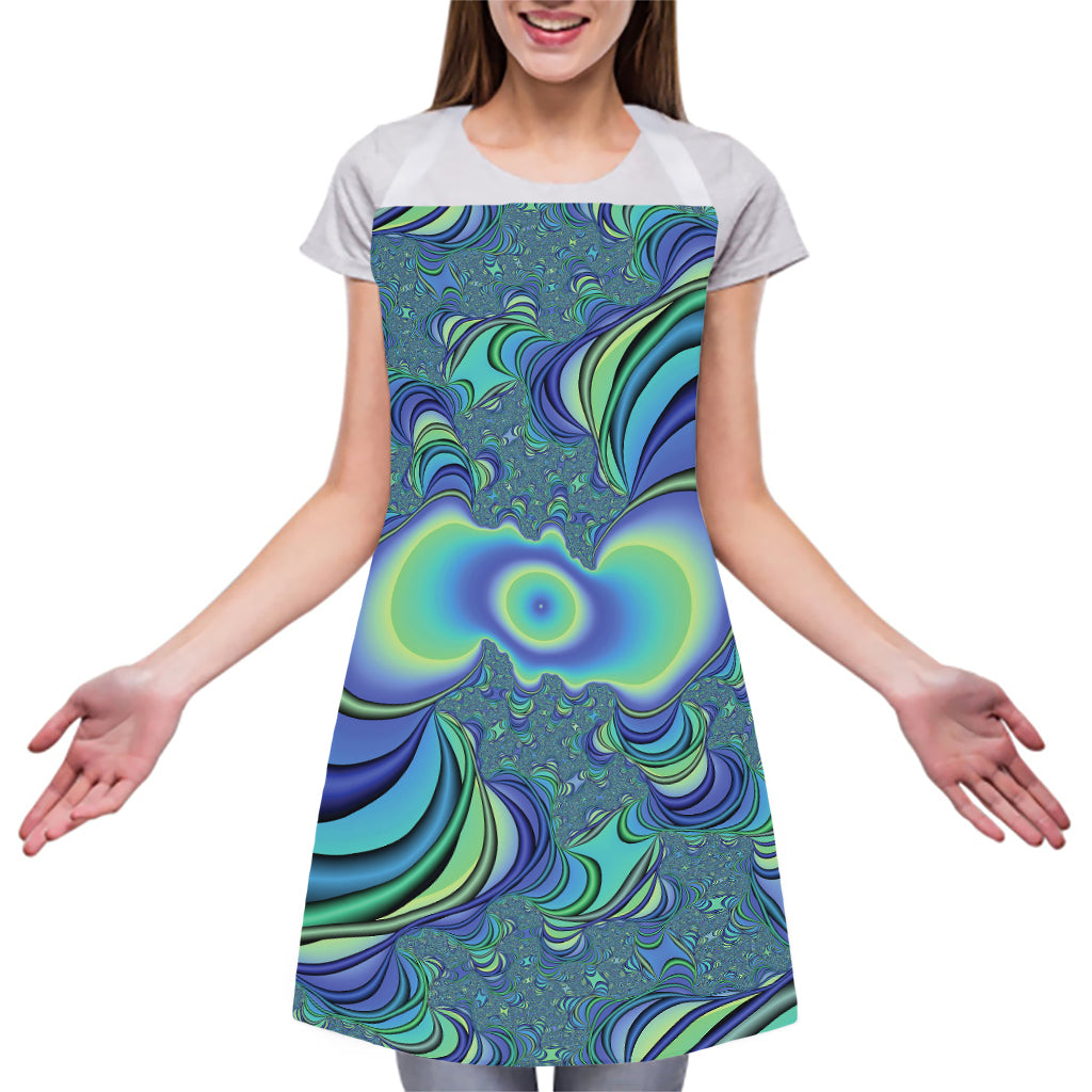 Blue Fractal Print Adjustable Apron
