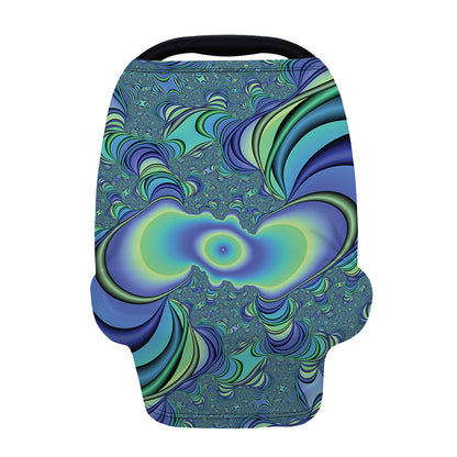 Blue Fractal Print Baby Seat Cover