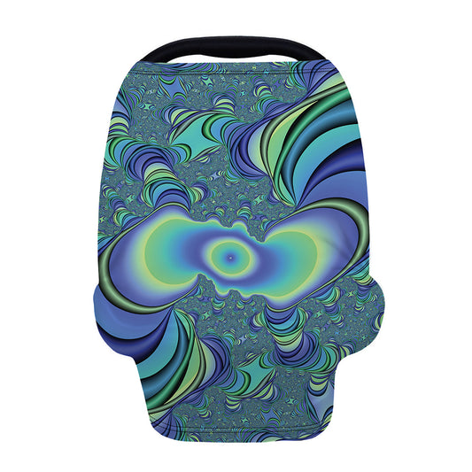 Blue Fractal Print Baby Seat Cover