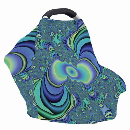 Blue Fractal Print Baby Seat Cover
