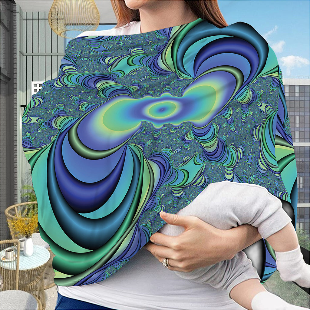 Blue Fractal Print Baby Seat Cover