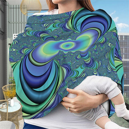 Blue Fractal Print Baby Seat Cover