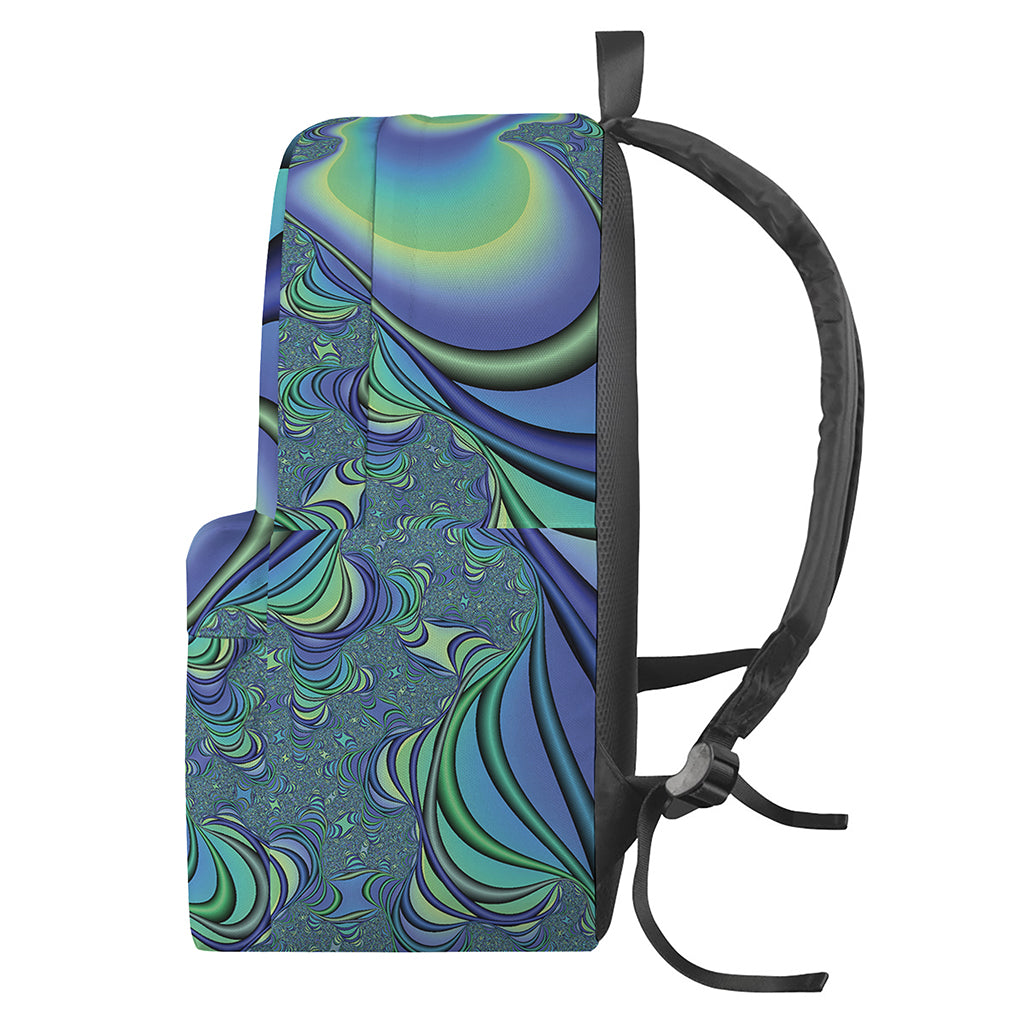 Blue Fractal Print Backpack
