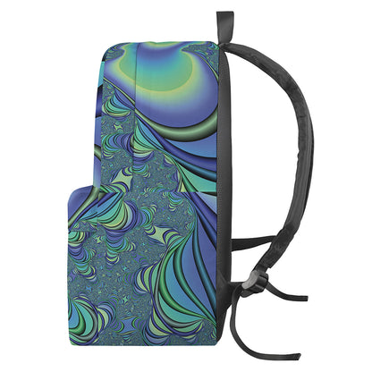 Blue Fractal Print Backpack
