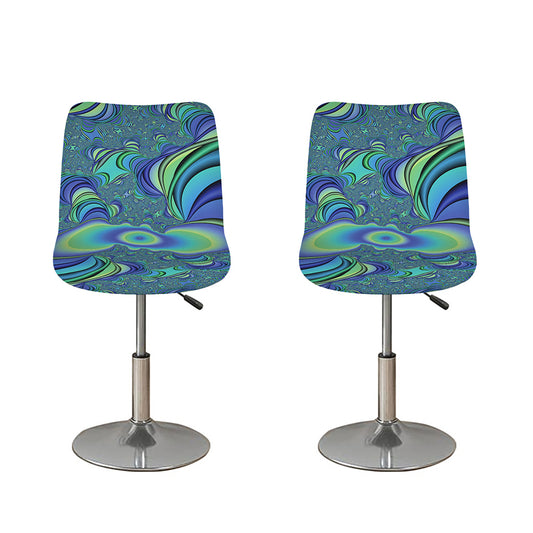 Blue Fractal Print Bar Stool Covers