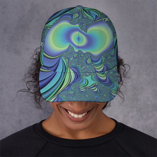 Blue Fractal Print Baseball Cap