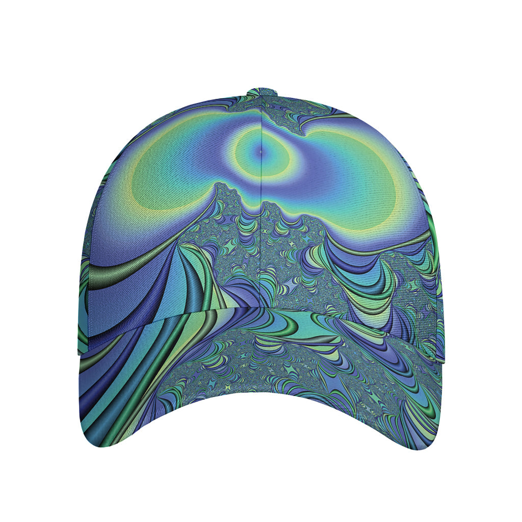 Blue Fractal Print Baseball Cap