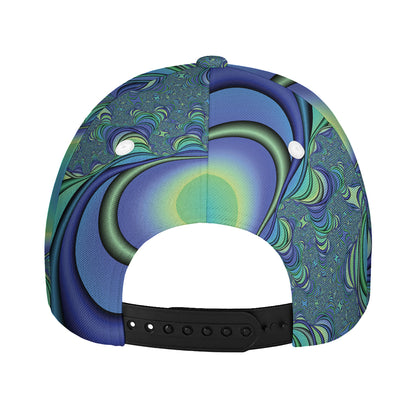 Blue Fractal Print Baseball Cap