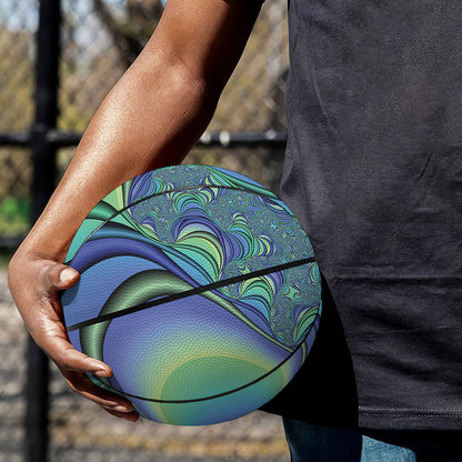Blue Fractal Print Basketball