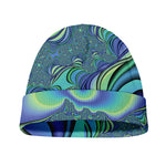 Blue Fractal Print Beanie