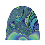 Blue Fractal Print Beanie