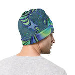 Blue Fractal Print Beanie