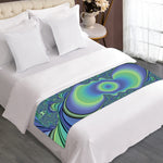 Blue Fractal Print Bed Runner