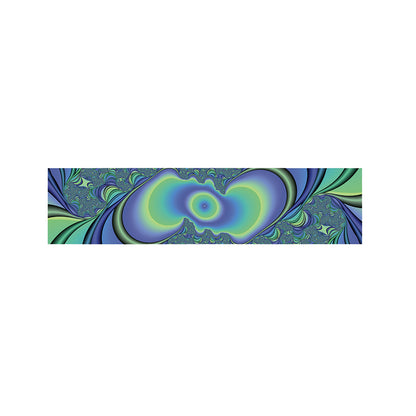 Blue Fractal Print Bed Runner