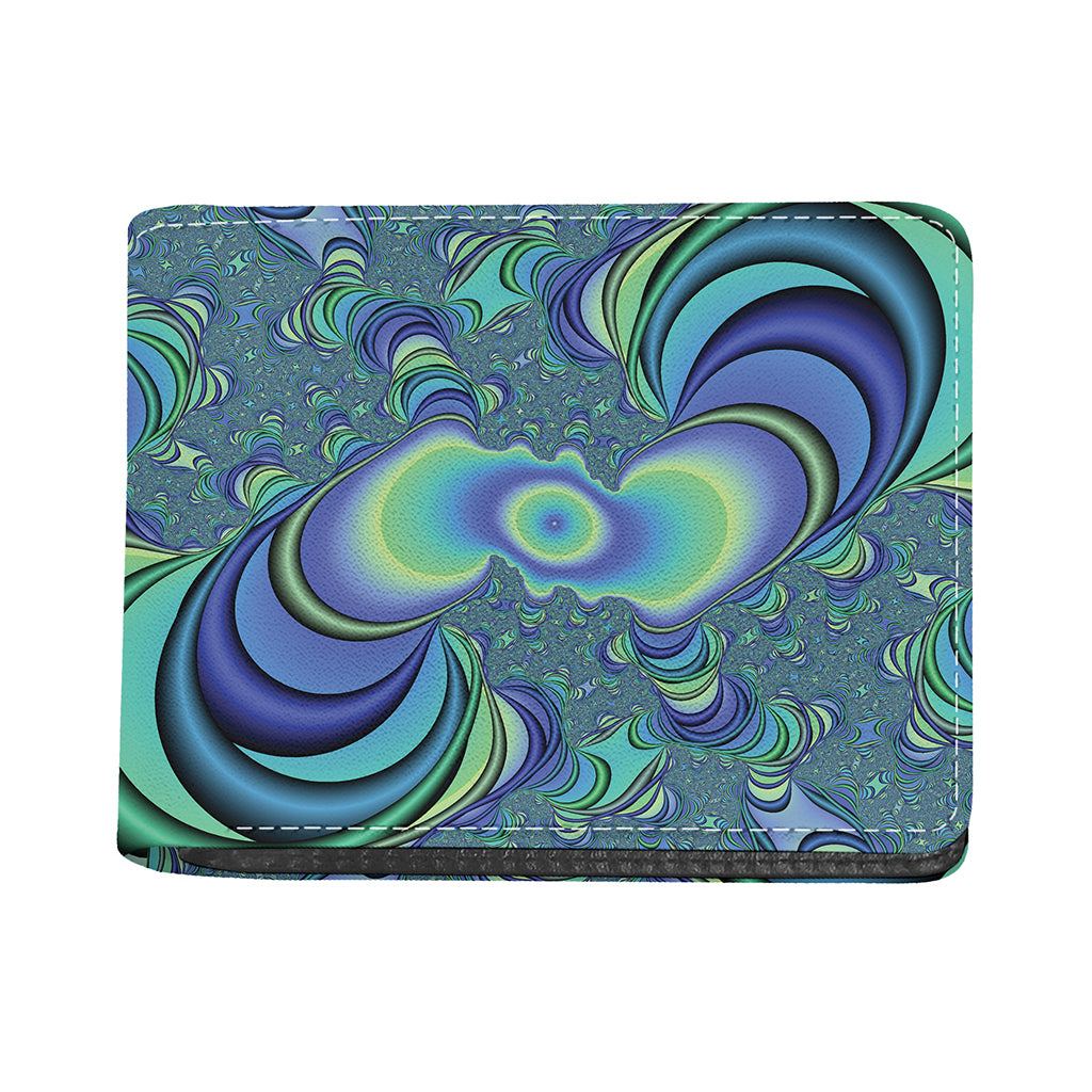 Blue Fractal Print Bifold Wallet