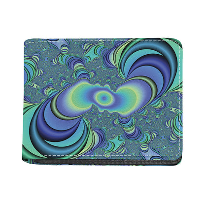 Blue Fractal Print Bifold Wallet