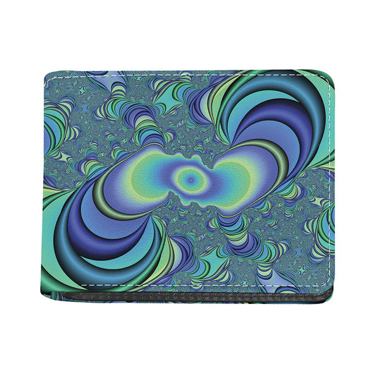 Blue Fractal Print Bifold Wallet