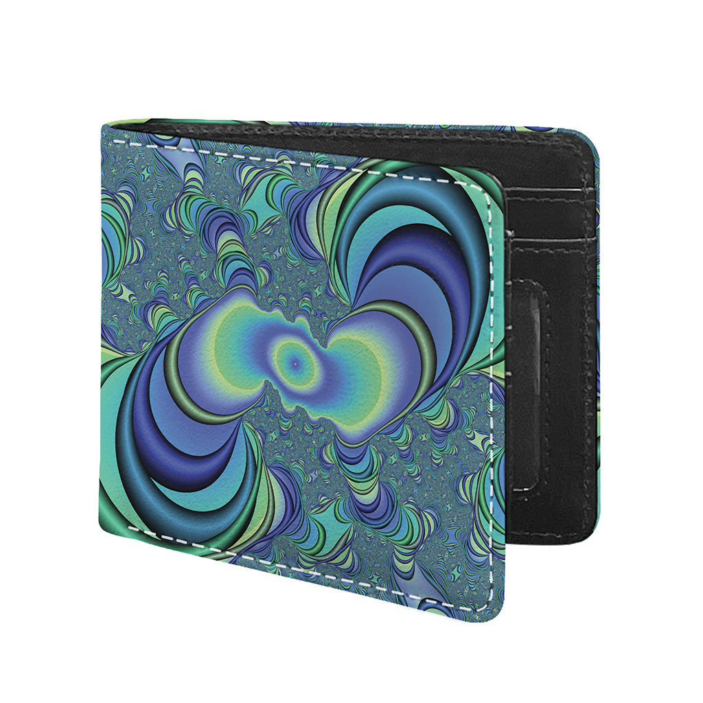 Blue Fractal Print Bifold Wallet