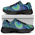 Blue Fractal Print Black Chunky Shoes