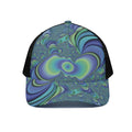 Blue Fractal Print Black Mesh Trucker Hat