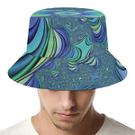 Blue Fractal Print Bucket Hat