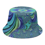 Blue Fractal Print Bucket Hat