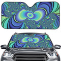 Blue Fractal Print Car Windshield Sun Shade