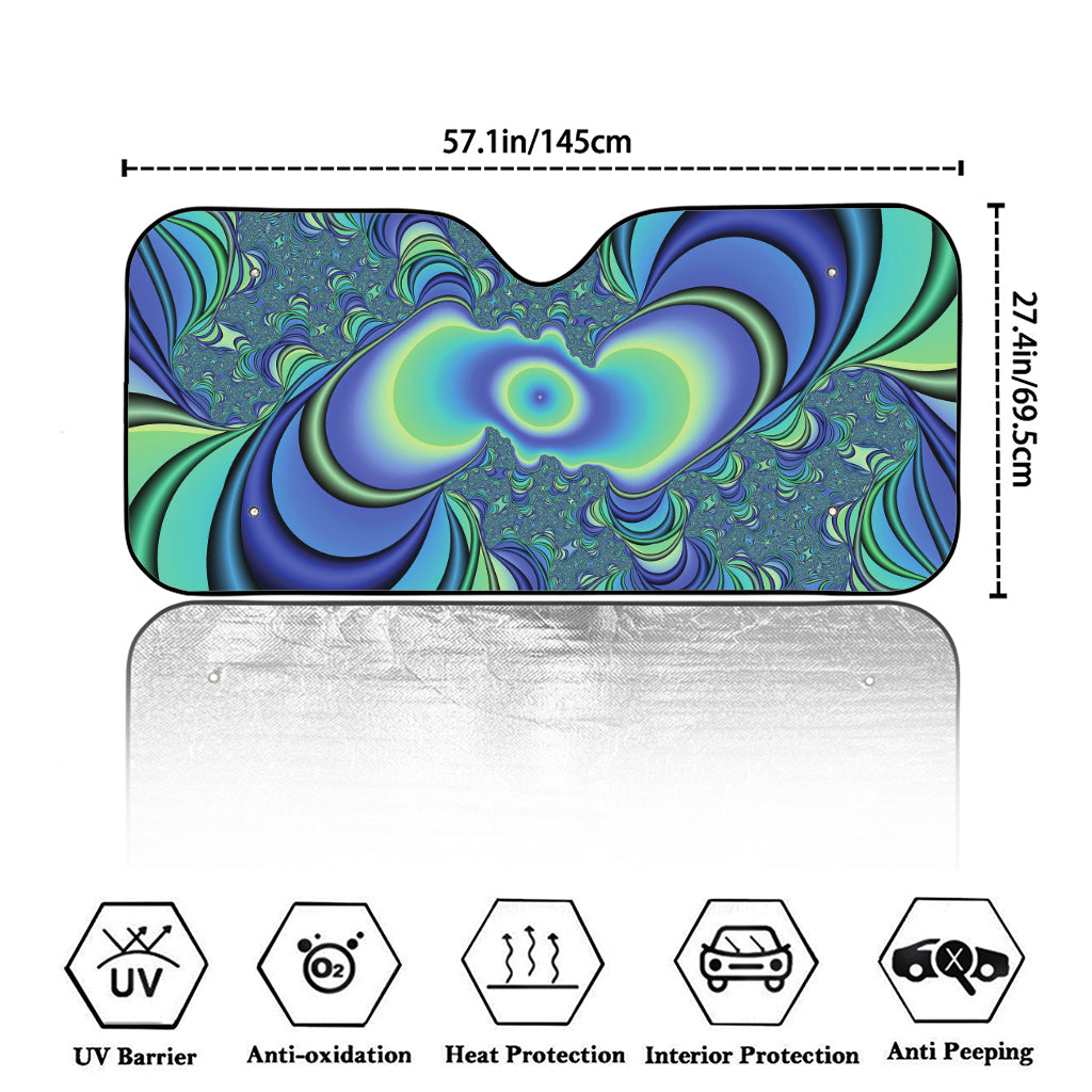 Blue Fractal Print Car Windshield Sun Shade