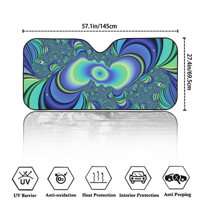 Blue Fractal Print Car Windshield Sun Shade