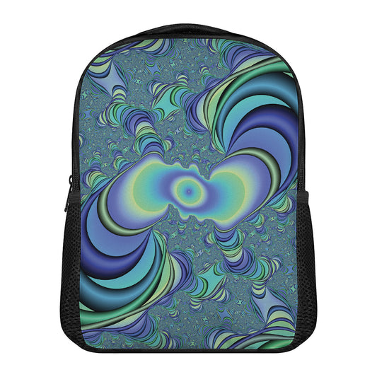Blue Fractal Print Casual Backpack