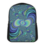 Blue Fractal Print Casual Backpack