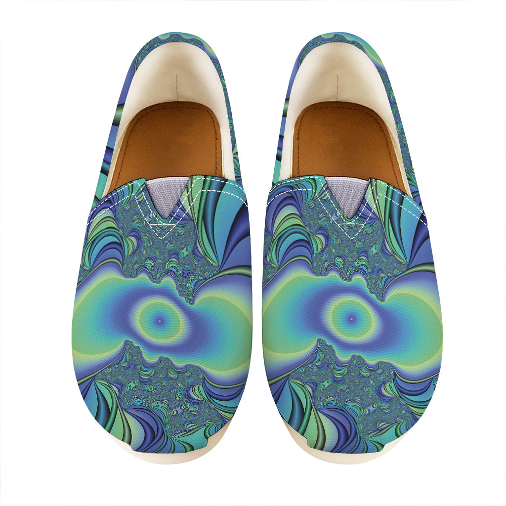 Blue Fractal Print Casual Shoes