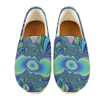 Blue Fractal Print Casual Shoes