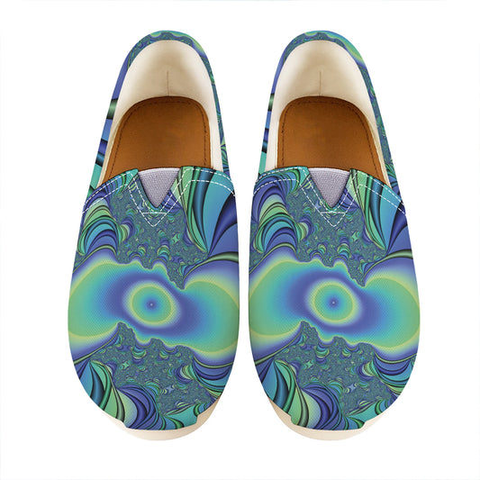 Blue Fractal Print Casual Shoes