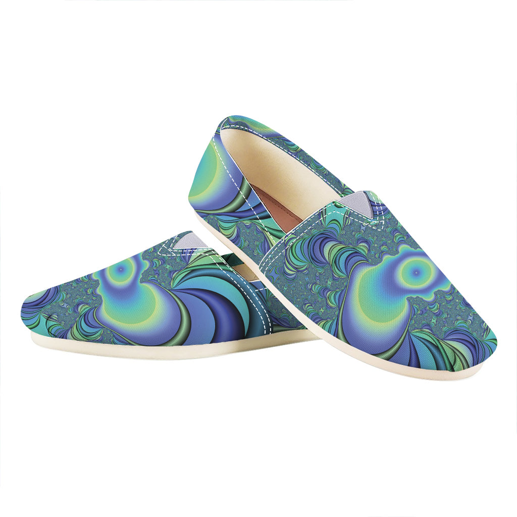 Blue Fractal Print Casual Shoes