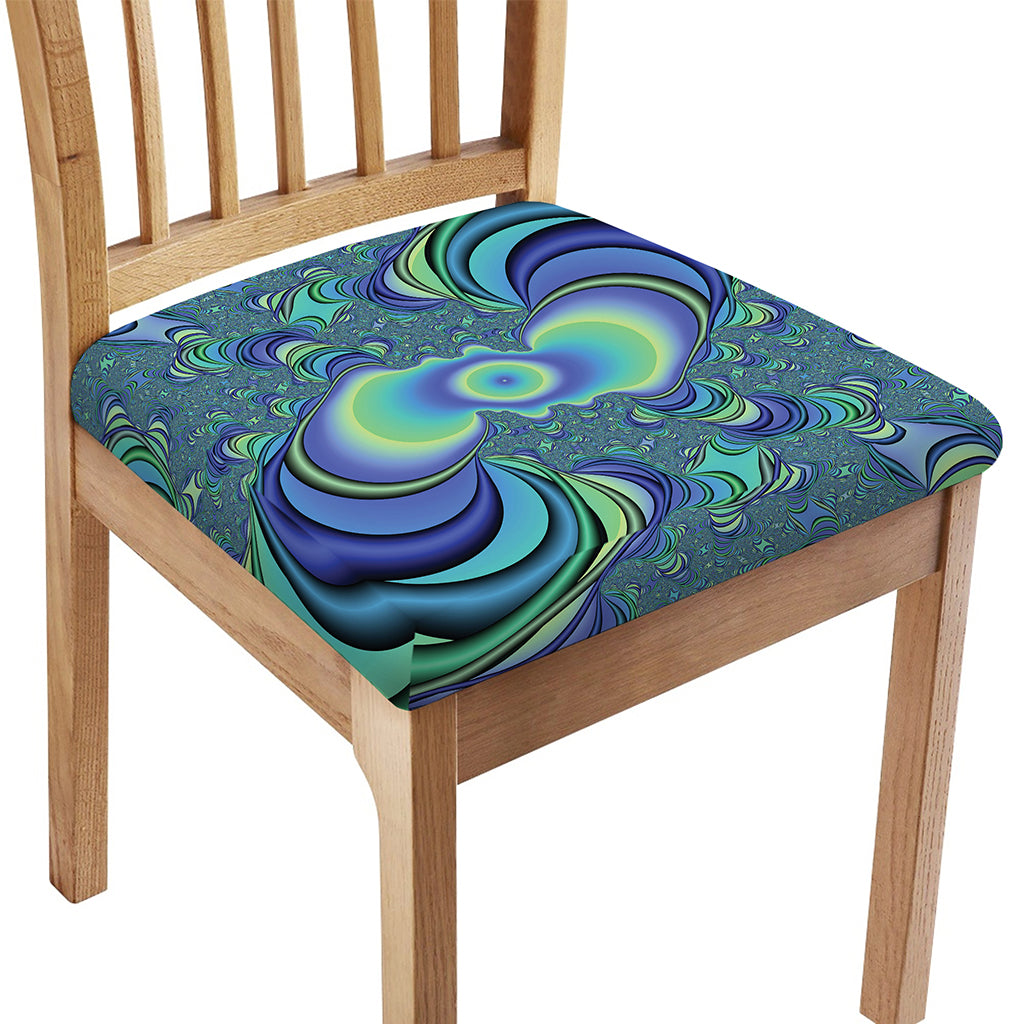 Blue Fractal Print Chair Cushion Cover