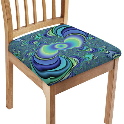 Blue Fractal Print Chair Cushion Cover