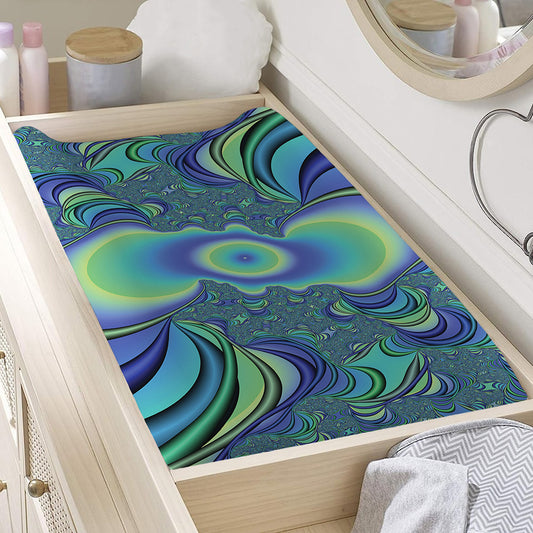 Blue Fractal Print Changing Pad Cover