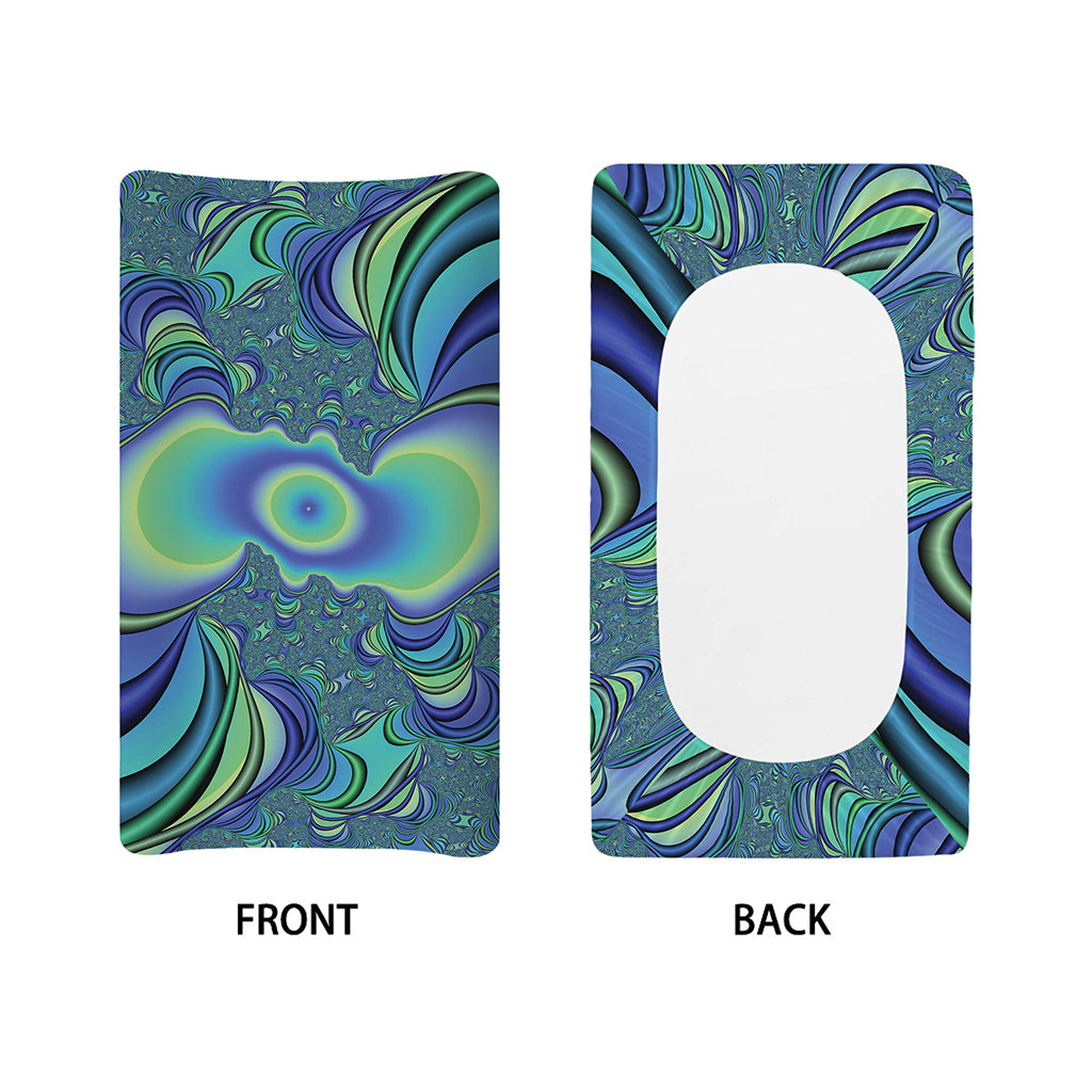 Blue Fractal Print Changing Pad Cover