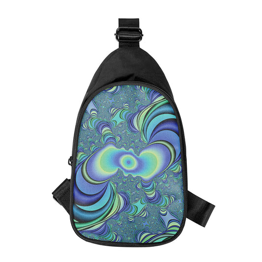Blue Fractal Print Chest Bag