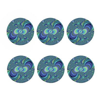 Blue Fractal Print Coaster Set