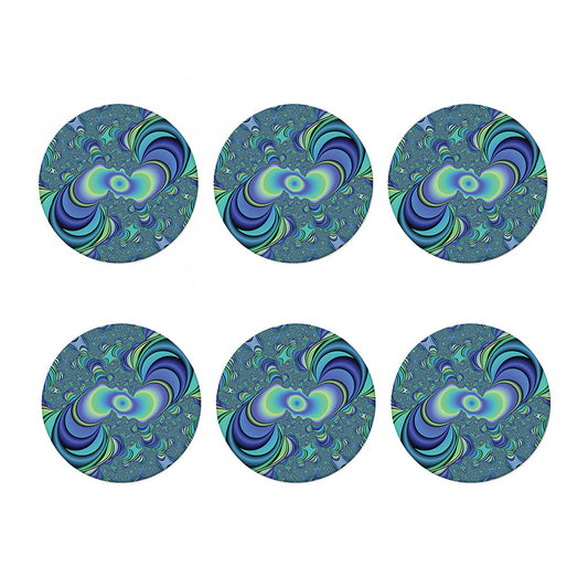 Blue Fractal Print Coaster Set