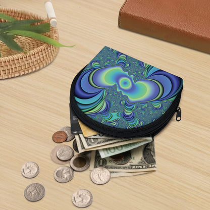Blue Fractal Print Coin Purse