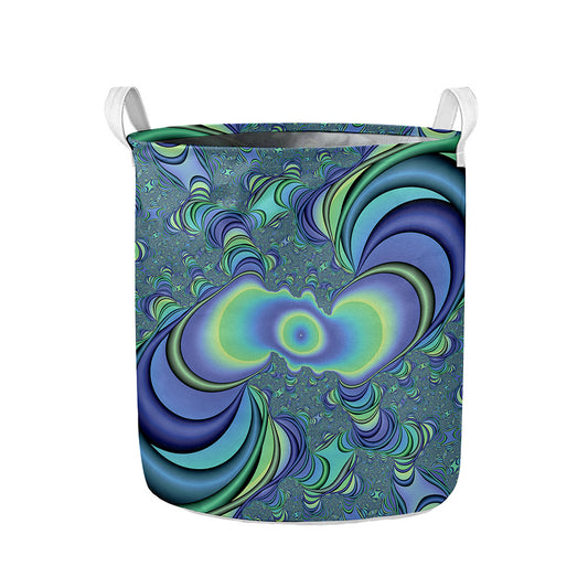 Blue Fractal Print Collapsible Laundry Basket
